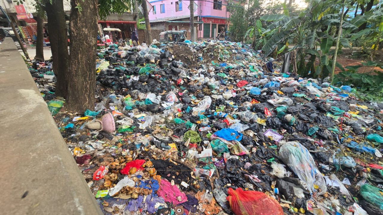 ময়লার ভাগাড়ে অতিষ্ঠ ব্যবসায়ীরা, দুর্গন্ধে দুর্ভোগ আলোরঘাট এলাকায়