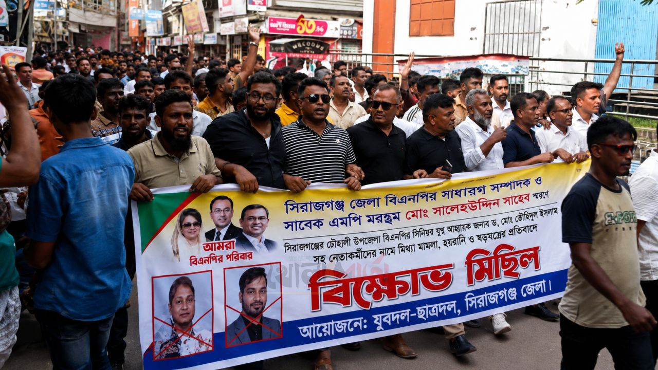 বিদ্যুৎমন্ত্রীকে নিয়ে কটুক্তির প্রতিবাদে সিরাজগঞ্জে বিক্ষোভ মিছিল ও সমাবেশ