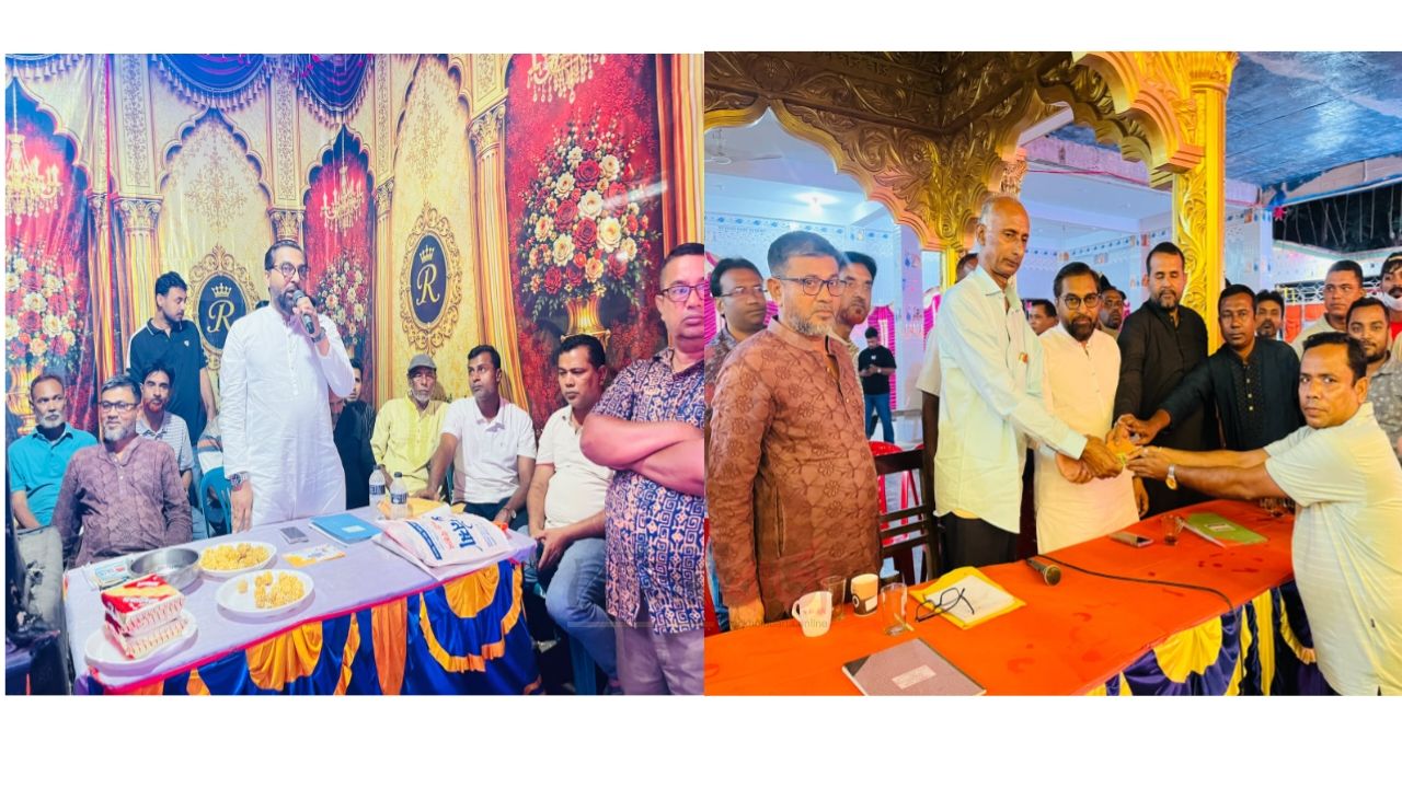সলঙ্গায় পূজামণ্ডপ পরিদর্শন ও অনুদান দিলেন রাহিদ মান্নান লেনিন